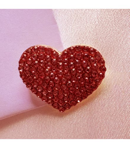 XSB208 - Red Gemstone Heart Saree Brooch